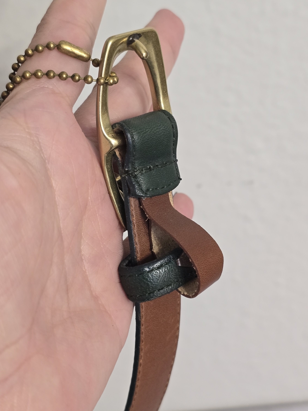 COACH Women’s Bottle Green Leather Belt with Gold Buckle - Picture 5 of 8